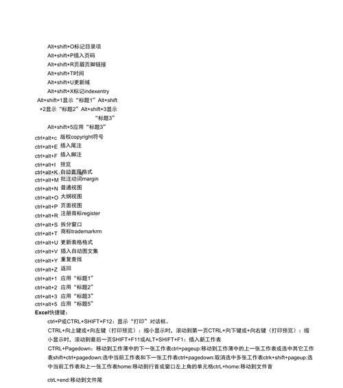 常用办公软件快捷键大全（掌握这些快捷键）