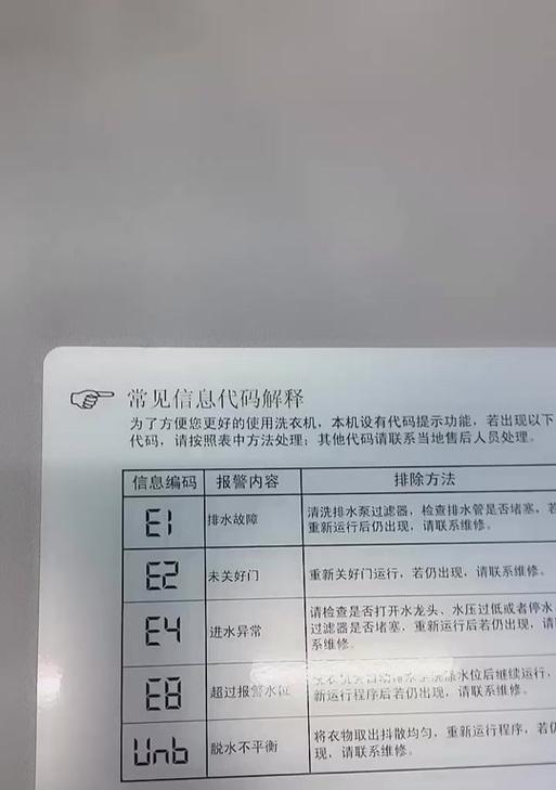 荣事达洗衣机E1故障及解决方法（荣事达洗衣机E1故障原因分析与维修指南）
