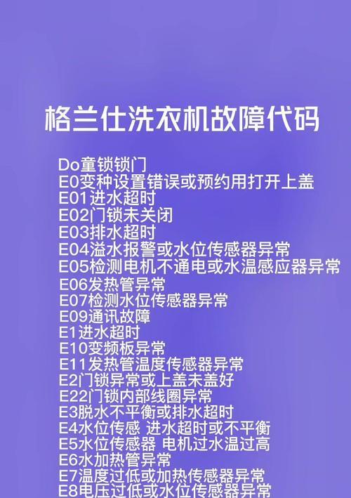 容声洗衣机故障代码E1的意思及解决方法（探究容声洗衣机故障代码E1）