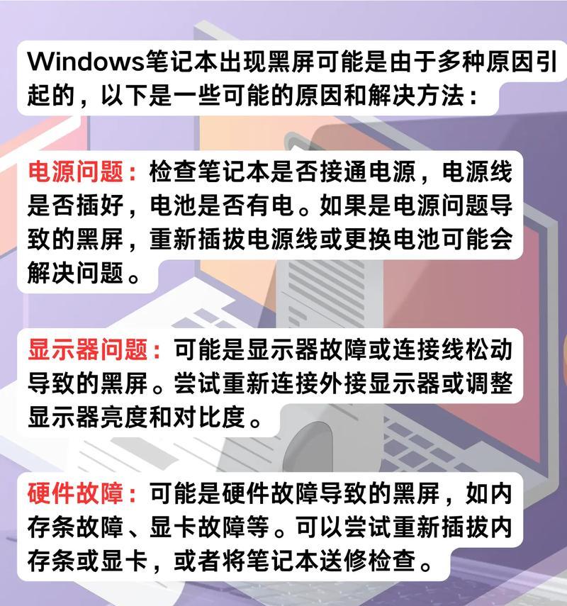 长时间使用电脑导致黑屏如何处理？有哪些快速恢复的方法？